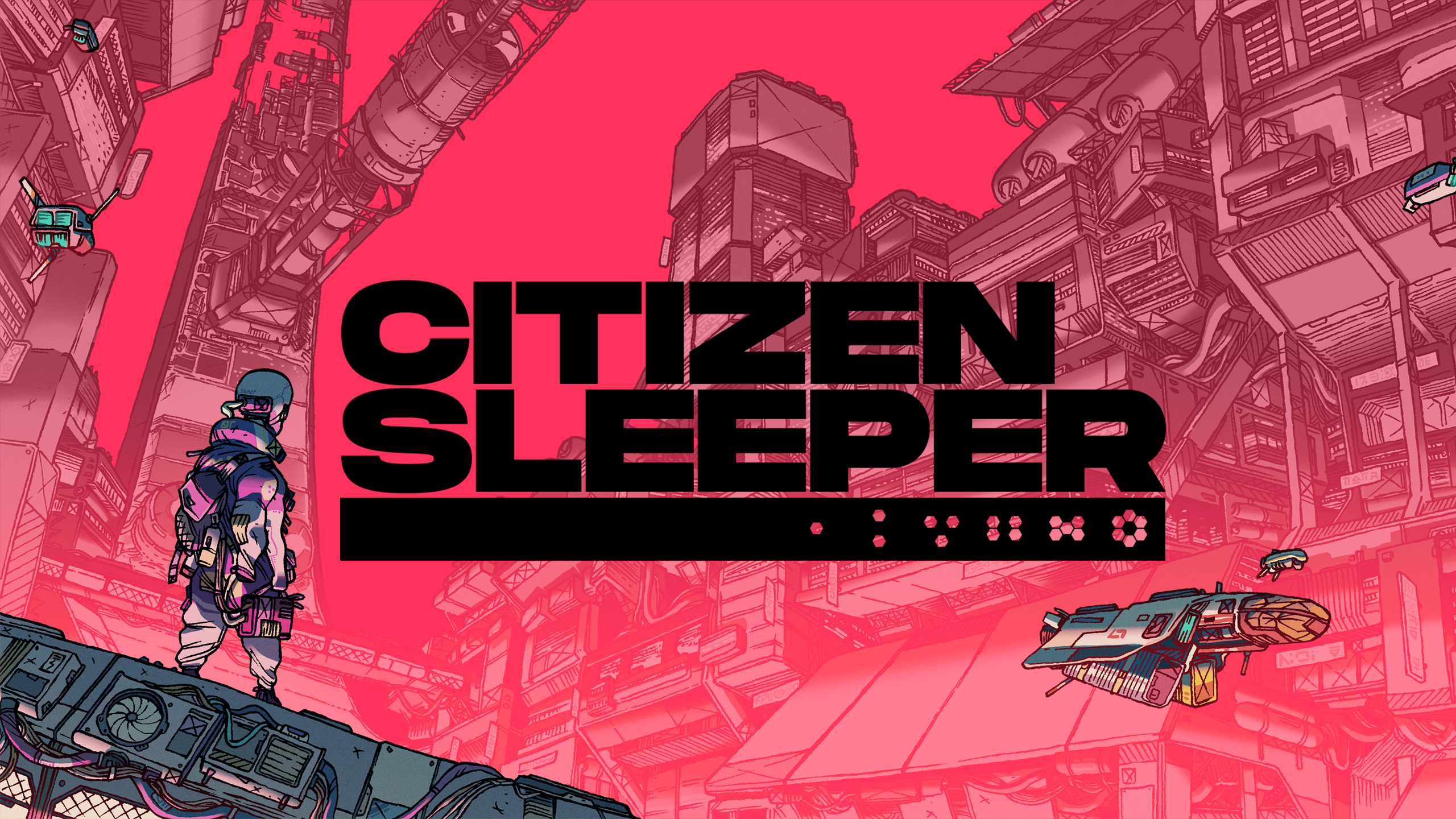 Citizen Sleeper key art showing the protagonist on Erlin's Eye space station