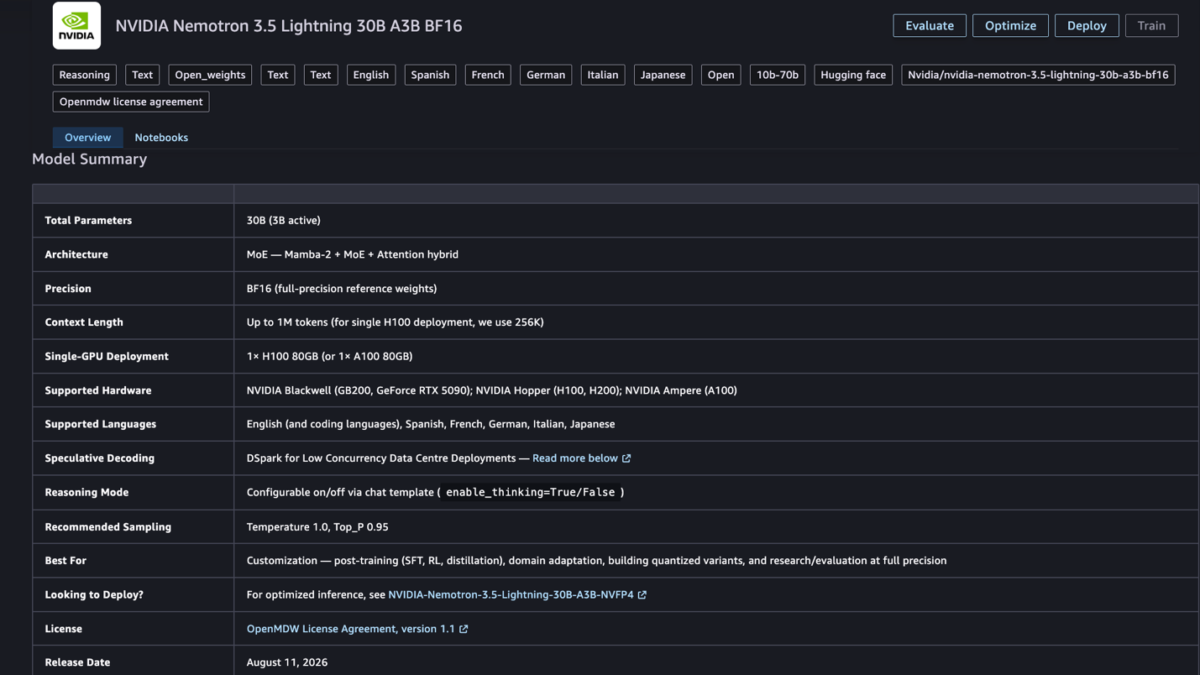 AWS drops NVIDIA’s 30B agent model into SageMaker JumpStart