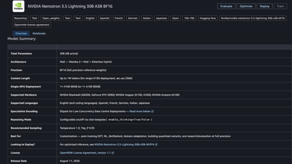 AWS drops NVIDIA’s 30B agent model into SageMaker JumpStart
