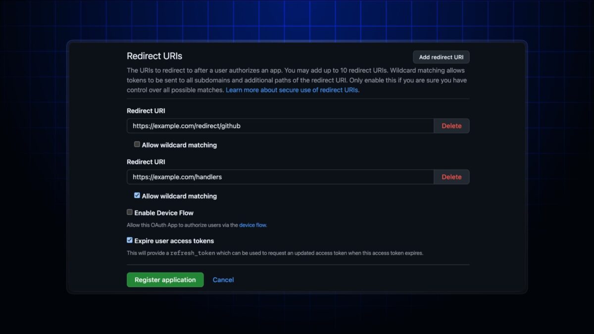 GitHub OAuth apps get refresh tokens and 10 redirect URIs